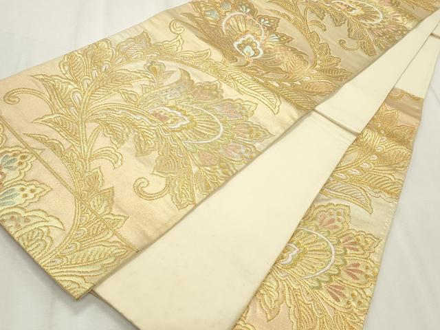 平和屋着物◎六通柄袋帯 更紗花唐草文 金銀糸 正絹 逸品 CABF2345qe