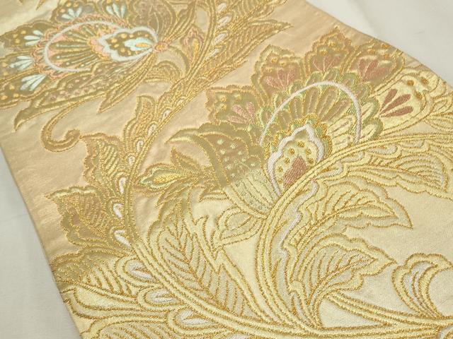 平和屋着物◎六通柄袋帯 更紗花唐草文 金銀糸 正絹 逸品 CABF2345qe