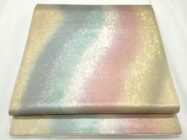 平和屋着物◎六通柄袋帯 霞文 金糸 引箔 正絹 逸品 CABF2360qe