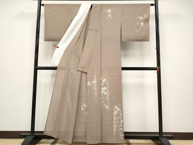 平和屋着物*夏物 訪問着 絽 手描き 枝花文 シルエット 正絹 逸品 CABF2442tx