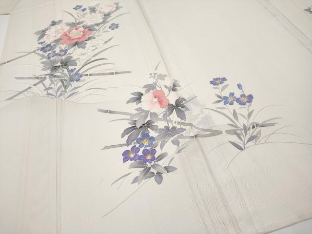 平和屋着物*夏物 訪問着 絽 刺繍 枝花文 銀彩 正絹 逸品 CABF2456tx