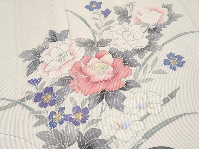 平和屋着物*夏物 訪問着 絽 刺繍 枝花文 銀彩 正絹 逸品 CABF2456tx