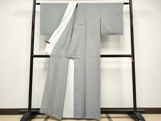 平和屋着物*夏物 色無地 縦絽 薄墨色 三越扱い 正絹 逸品 CABF2460tx