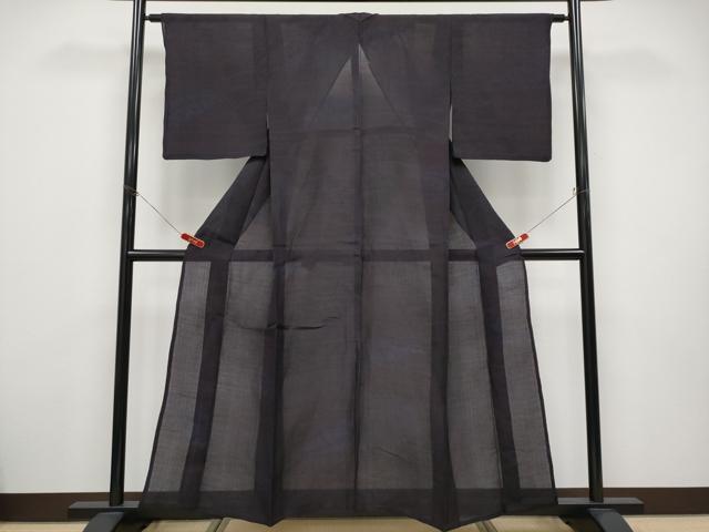 平和屋着物*夏物 紗紬 枝葉文 黒地 正絹 逸品 CABF2481tx
