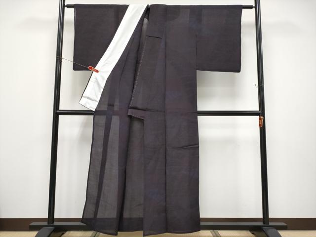 平和屋着物*夏物 紗紬 枝葉文 黒地 正絹 逸品 CABF2481tx