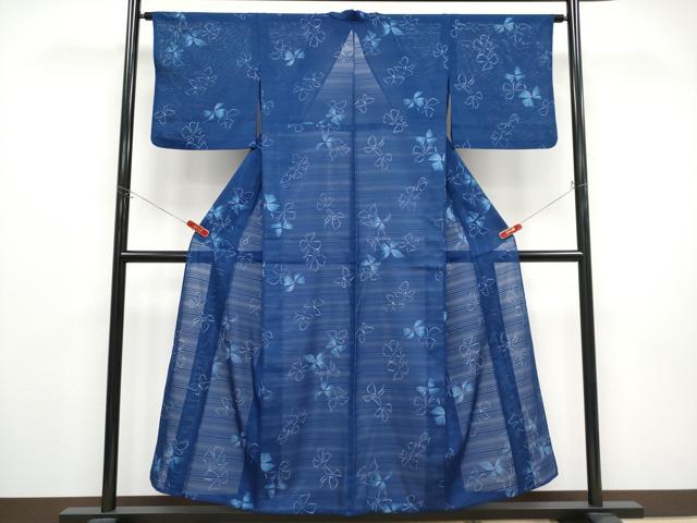 平和屋着物*夏物 小紋 変わり絽 舞花文 洗える着物 CABF2489tx