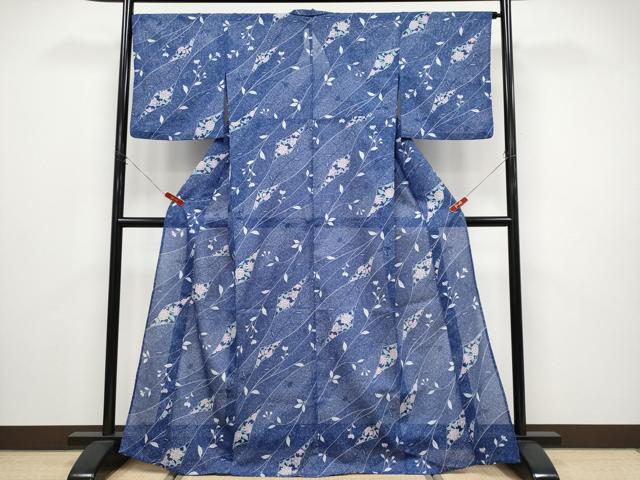 平和屋着物*夏物 小紋 絽 更紗花文 洗える着物 CABF2491tx