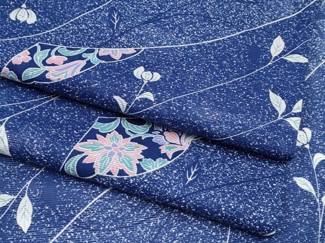 平和屋着物*夏物 小紋 絽 更紗花文 洗える着物 CABF2491tx