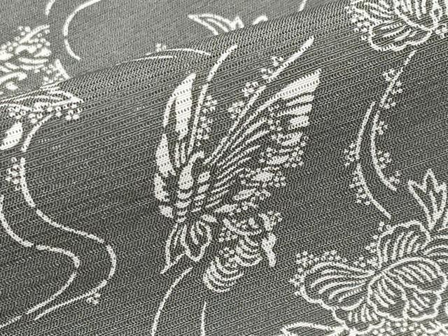平和屋着物*夏物 小紋 絽 舞蝶草花文 正絹 逸品 CABF2515tx