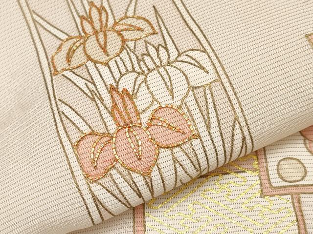 平和屋着物*夏物 訪問着 絽 駒刺繍 短冊花文 金彩 正絹 逸品 CABF2519tx