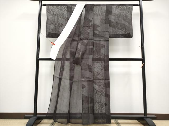 平和屋着物*夏物 生紬 流水文 黒地 正絹 逸品 CABF2610tx
