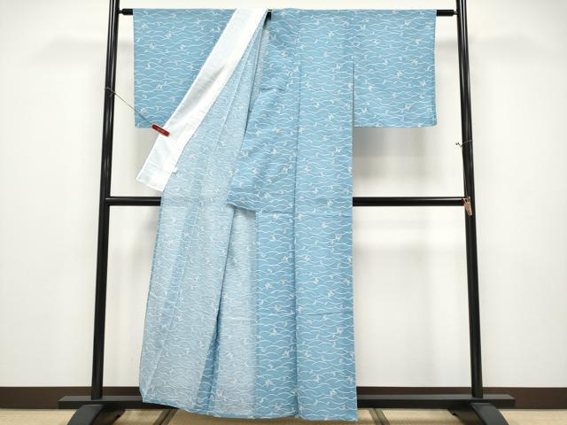 平和屋着物*夏物 小紋 紗 舞蝶文 洗える着物 未使用 CABF2620tx