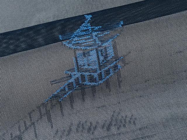 平和屋着物*夏物 小紋 紗 舟風景文 濃紺地 正絹 逸品 未使用 CABF2636tx