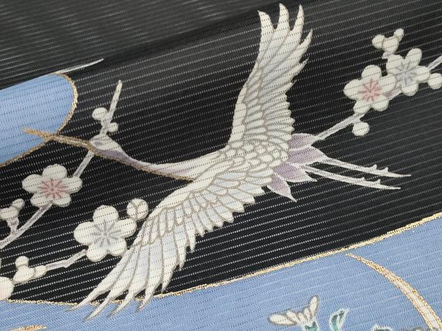 平和屋着物*夏物 黒留袖 絽 御所車飛鶴草花文 金彩 洗える着物 CABF2641tx