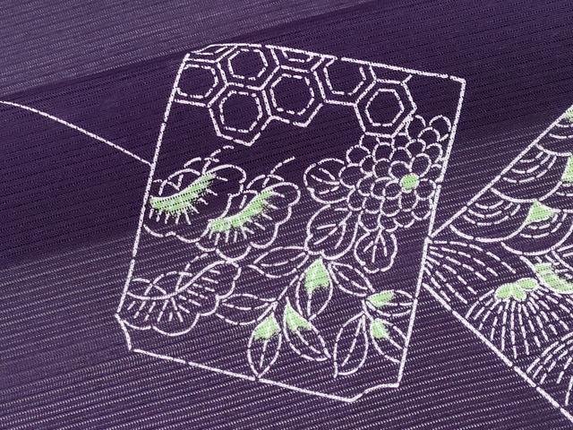 平和屋着物*夏物 小紋 絽 色紙草花文 洗える着物 CABF2645tx