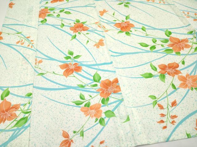 平和屋着物*夏物 小紋 絽 枝花文 洗える着物 CABF2662tx
