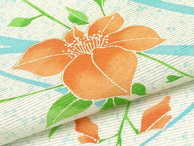 平和屋着物*夏物 小紋 絽 枝花文 洗える着物 CABF2662tx