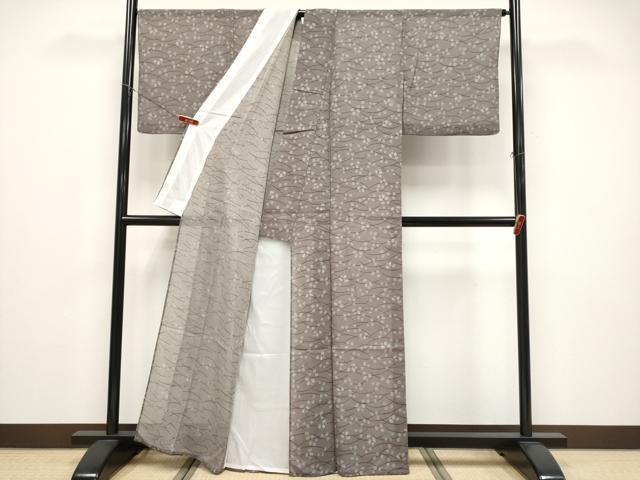 平和屋着物*夏物 小紋 紗 舞葉文 洗える着物 CABF2672tx