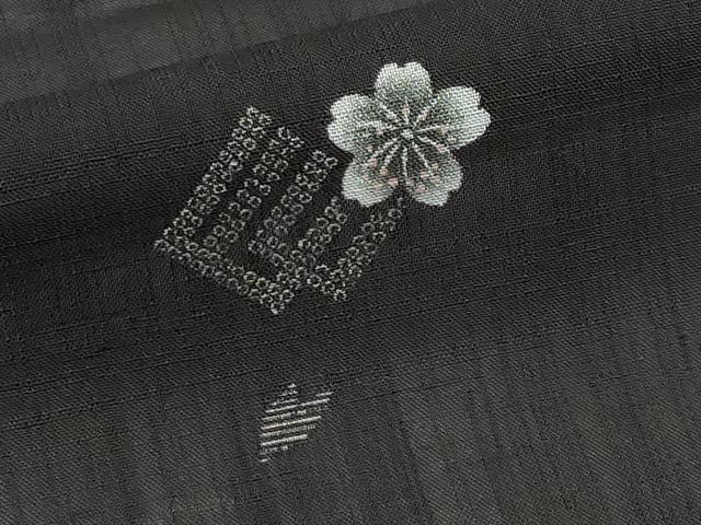 平和屋着物*夏物 小紋 紗 源氏香 舞桜 黒地 洗える着物 CABF2673tx