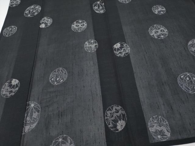 平和屋着物*夏物 紗紬 鞠 黒地 正絹 逸品 CABF2678tx