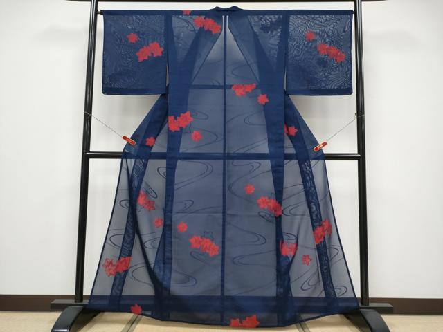 平和屋着物*夏物 小紋 紗 竜田川 正絹 逸品 未使用 CABF2688tx