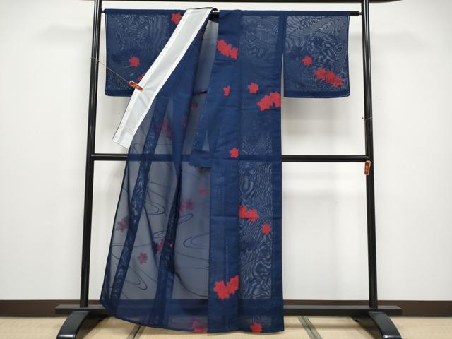 平和屋着物*夏物 小紋 紗 竜田川 正絹 逸品 未使用 CABF2688tx