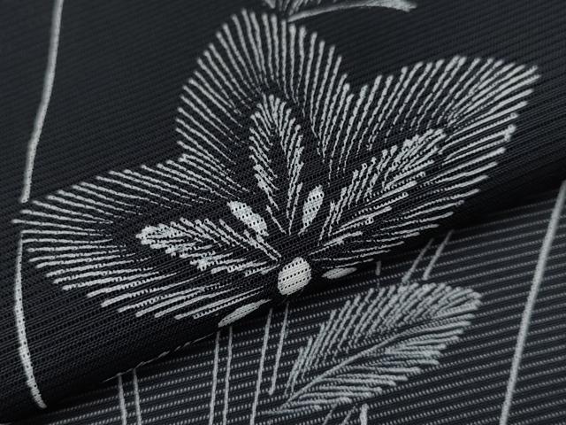 平和屋着物*夏物 訪問着 絽 草花文 黒地 金彩 正絹 逸品 CABF2692tx