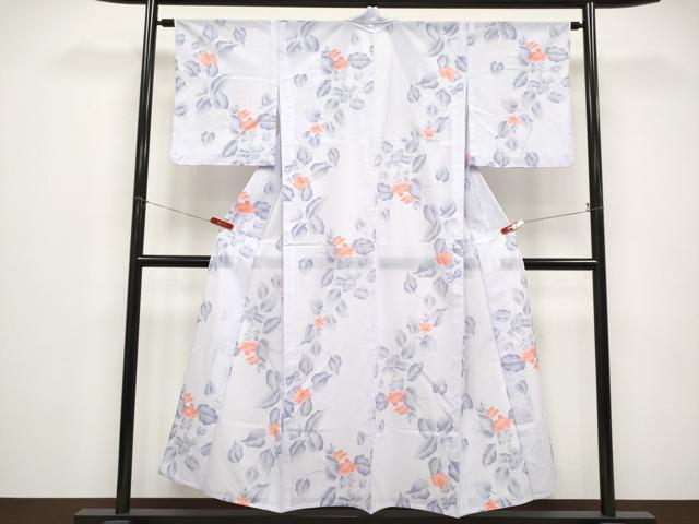 平和屋着物*夏物 小紋 絽 枝花文 洗える着物 CABF2696tx