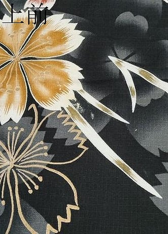 平和屋着物∴夏物 浴衣 綿紅梅 舞花文 黒地 金彩 綿 逸品 CABF2713tx