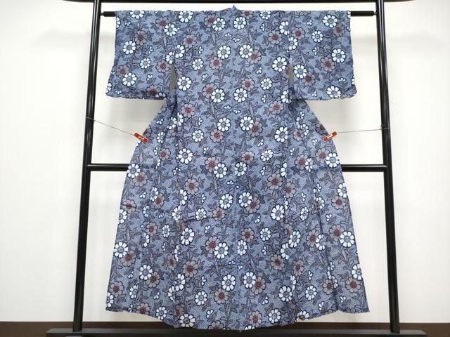 平和屋着物∴夏物 浴衣 枝菊文 リップル生地 綿 逸品 CABF2718tx
