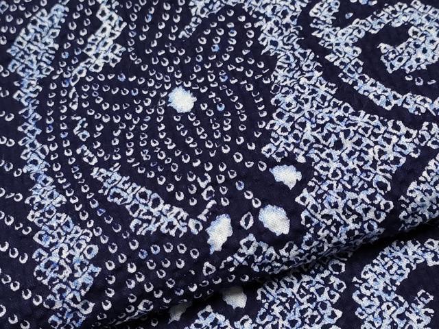 平和屋着物∴夏物 浴衣 花唐草間道 リップル 綿 逸品 CABF2722tx