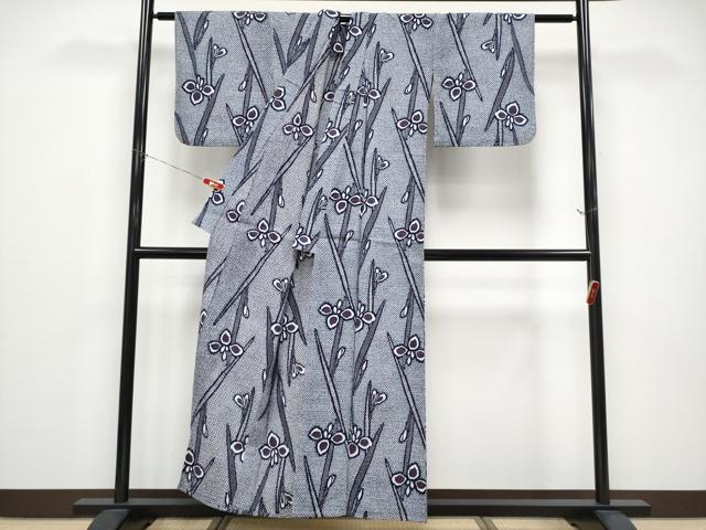 平和屋着物∴夏物 浴衣 杜若 リップル生地 綿 逸品 CABF2733tx