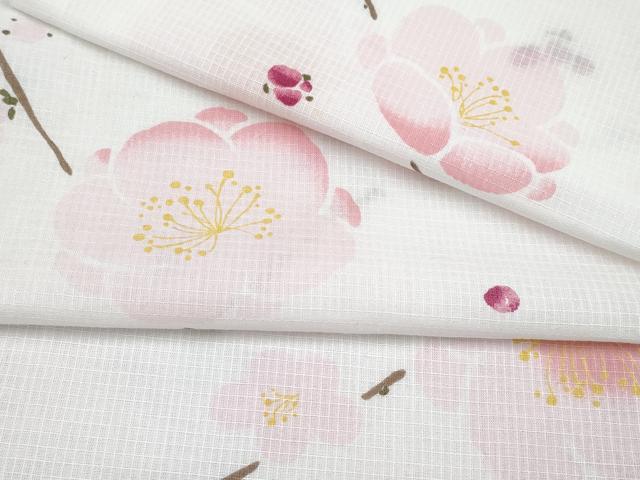 平和屋着物∴夏物 浴衣 綿紅梅 枝梅文 日本製 綿 逸品 CABF2735tx