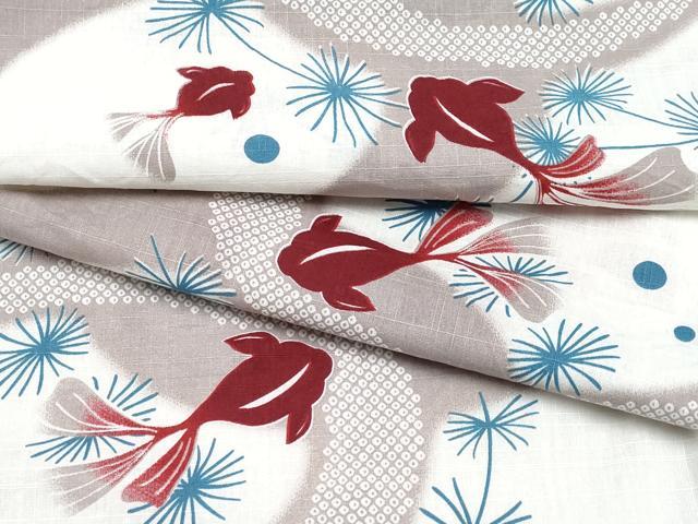 平和屋着物∴夏物 浴衣 金魚 綿 逸品 CABF2741tx