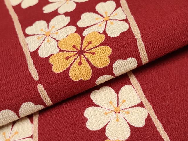 平和屋着物∴夏物 浴衣 綿紅梅 舞花文 日本製 綿 逸品 CABF2755tx