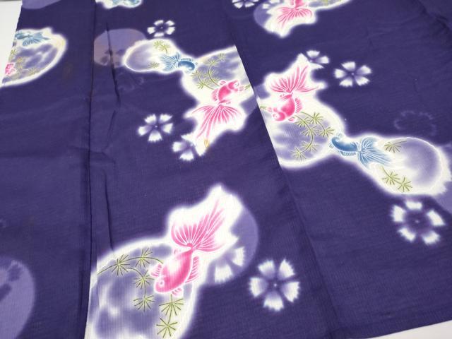 平和屋着物∴夏物 浴衣 女の子 子供 綿紅梅 金魚 綿 逸品 CABF2757tx
