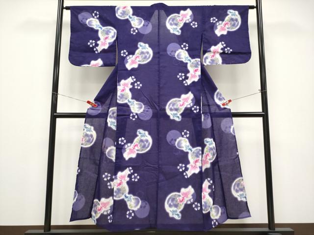 平和屋着物∴夏物 浴衣 女の子 子供 綿紅梅 金魚 綿 逸品 CABF2757tx