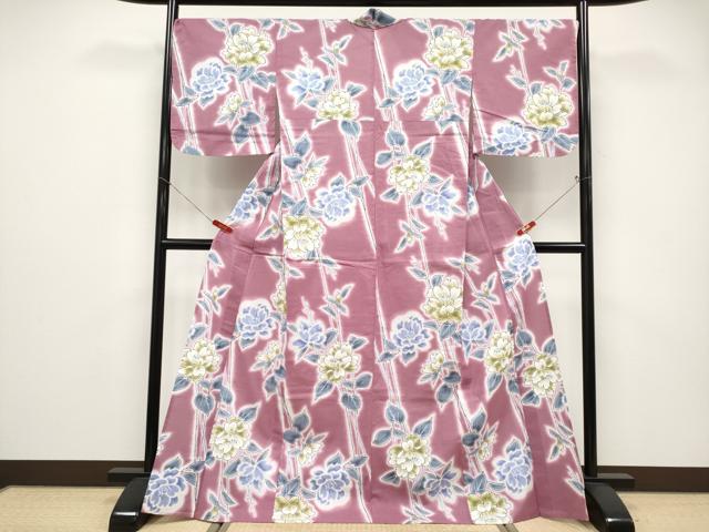 平和屋着物∴夏物 世界的ファッションデザイナー 山本寛斎 kansaiブランド 浴衣 枝花文 日本製 綿 逸品 未使用 CABF2760tx