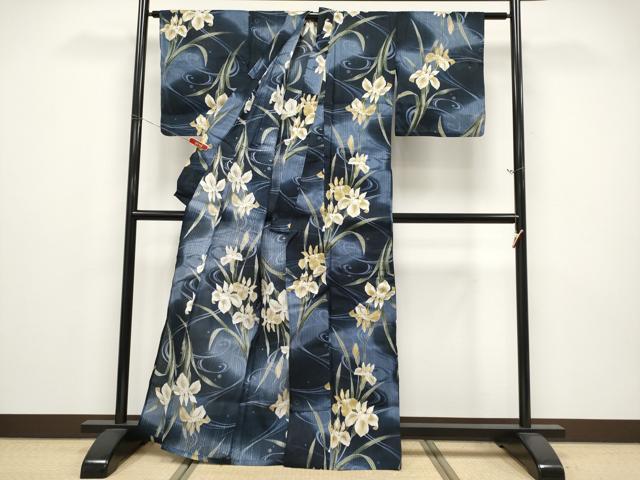 平和屋着物∴夏物 浴衣 杜若 綿 逸品 CABF2762tx