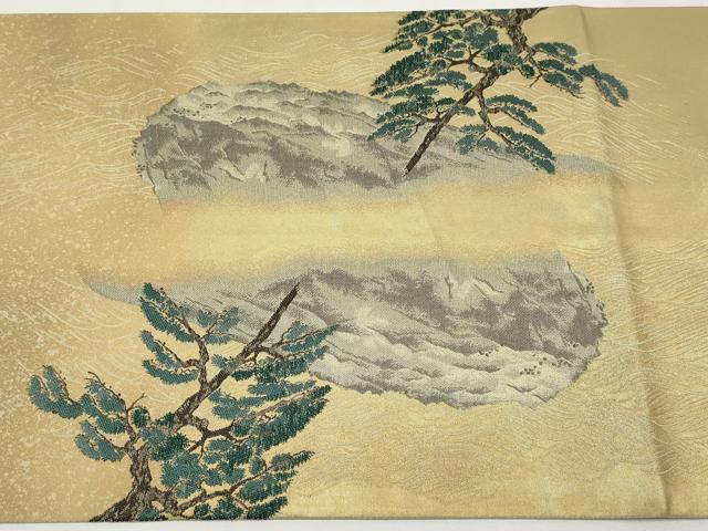 平和屋着物●近代日本画の巨匠 横山大観 じゅらく謹製 太鼓柄袋帯 人物風景文 正絹 逸品 CABF2777tx