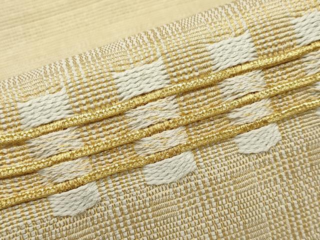 平和屋着物●ひなや工房 くむ・あむ・おる 伊豆蔵明彦 太鼓柄袋帯 横段文 金糸 正絹 逸品 CABF2778tx