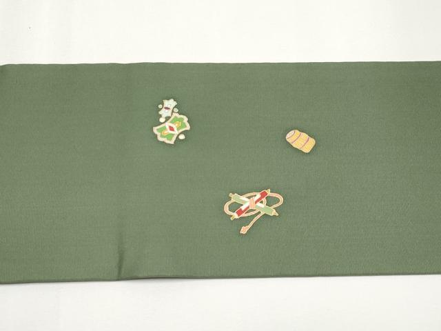平和屋着物●塩瀬 九寸名古屋帯 駒刺繍 宝尽くし 金彩 正絹 逸品 未使用 CABF2790tx