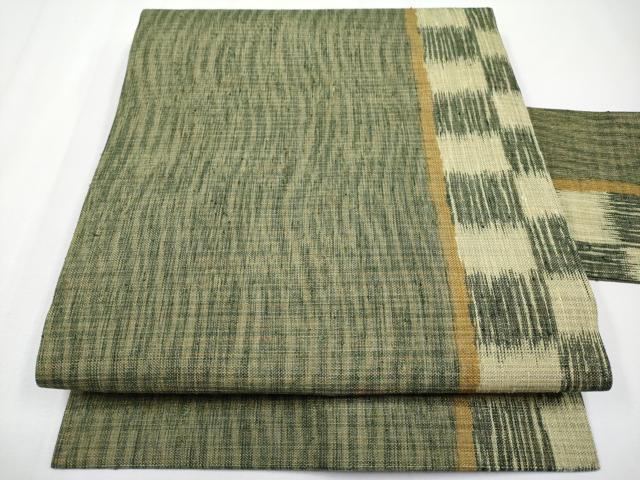 平和屋着物●九寸名古屋帯 紬地 間道 金糸 正絹 逸品 CABF2795tx