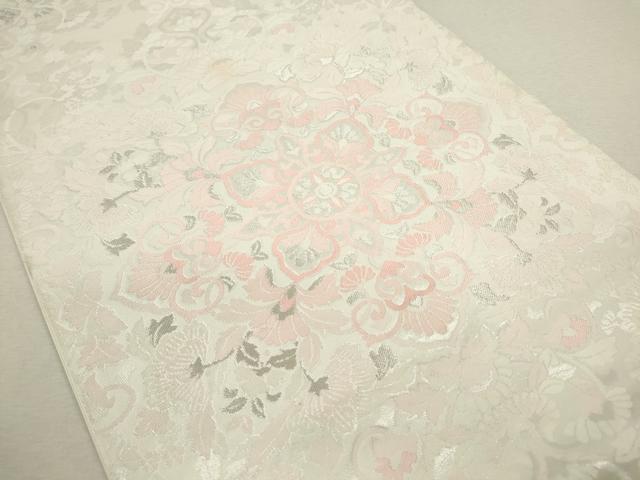 平和屋着物◎六通柄袋帯 菱更紗花唐草文 銀糸 正絹 逸品 CABF2804ze