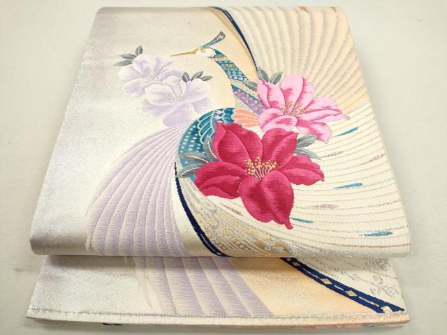 平和屋着物◎六通柄袋帯 唐織 鳳凰草花文 金銀糸 正絹 逸品 CABF2816ze