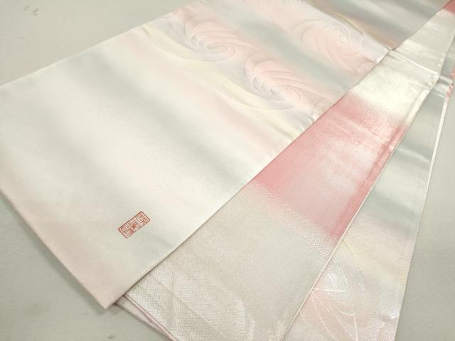 平和屋着物◎六通柄袋帯 作家物 抽象文 銀糸 正絹 逸品 CABF2822ze