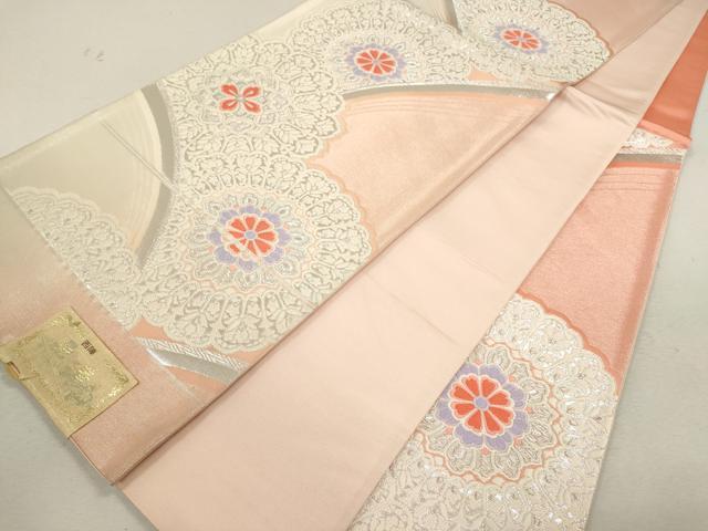 平和屋着物◎西陣 辻梅機業店 六通柄袋帯 唐織 彩華 銀糸 証紙付き 正絹 逸品 未使用 未仕立て CABF2837ze