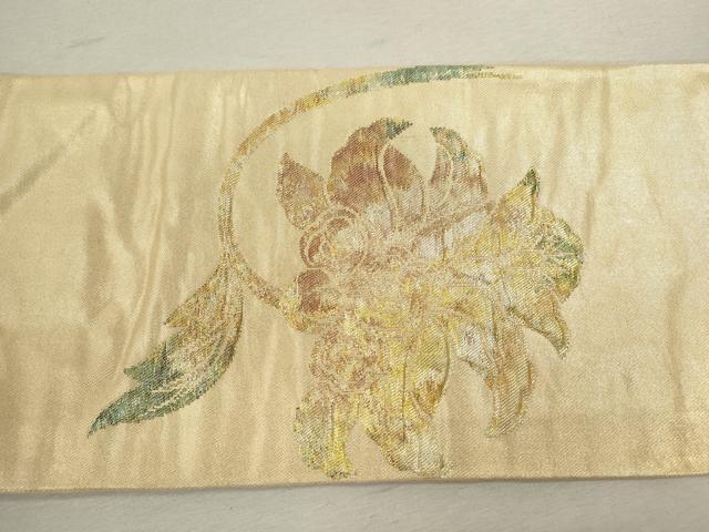 平和屋着物◎九寸名古屋帯 ふくれ織 更紗花文 金銀糸 正絹 逸品 CABF2843ze