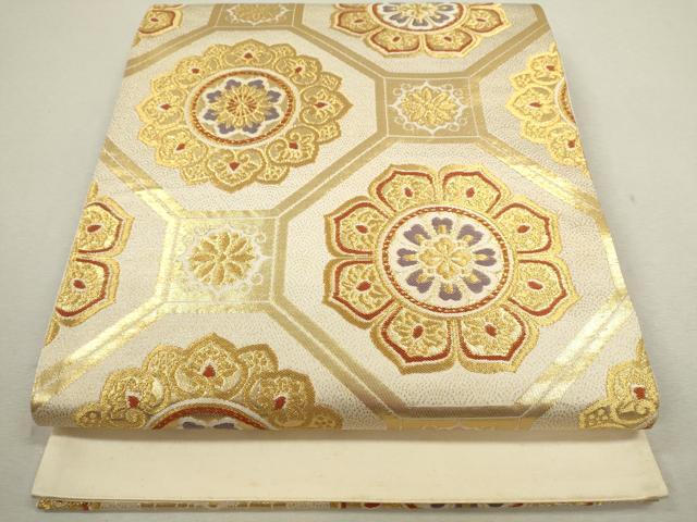 平和屋着物◎西陣 六通柄袋帯 蜀江正倉院花文 金糸 正絹 逸品 未仕立て CABF2860ze