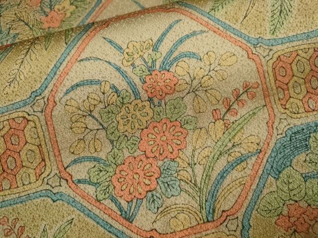 平和屋着物■上質な小紋 蜀江草花文 正絹 逸品 CABF2904ze